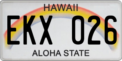 HI license plate EKX026