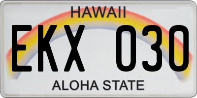HI license plate EKX030