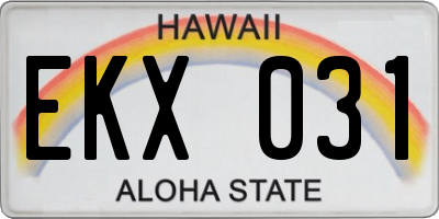 HI license plate EKX031