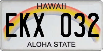 HI license plate EKX032
