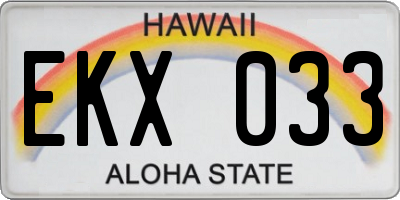 HI license plate EKX033