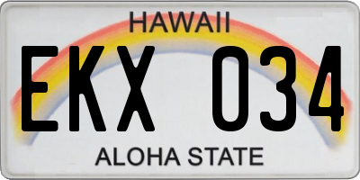 HI license plate EKX034
