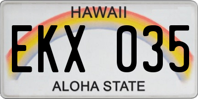 HI license plate EKX035