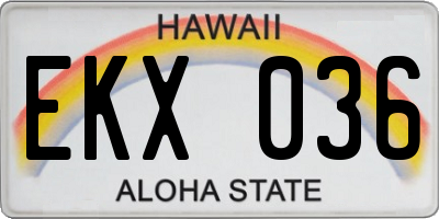 HI license plate EKX036