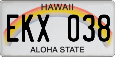 HI license plate EKX038