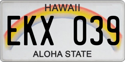 HI license plate EKX039