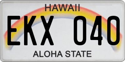 HI license plate EKX040