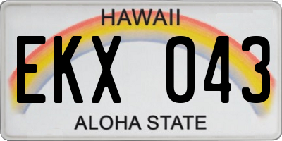HI license plate EKX043