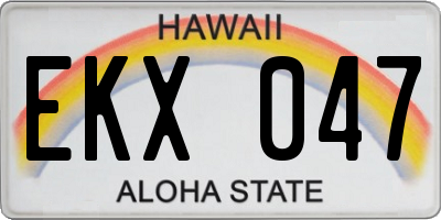 HI license plate EKX047