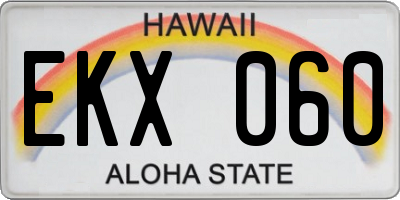 HI license plate EKX060