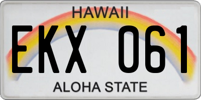 HI license plate EKX061
