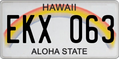 HI license plate EKX063