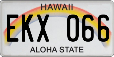 HI license plate EKX066