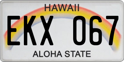 HI license plate EKX067