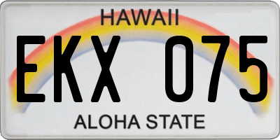 HI license plate EKX075