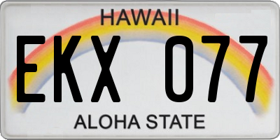 HI license plate EKX077