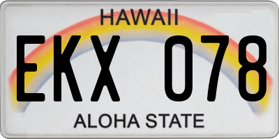 HI license plate EKX078