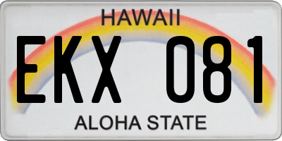 HI license plate EKX081
