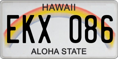 HI license plate EKX086