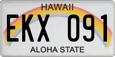 HI license plate EKX091