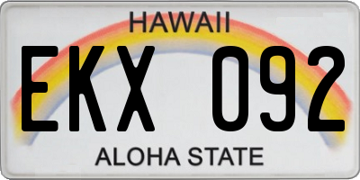 HI license plate EKX092