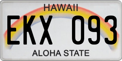 HI license plate EKX093