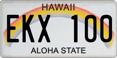 HI license plate EKX100