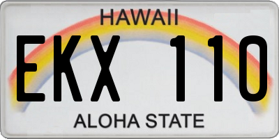 HI license plate EKX110