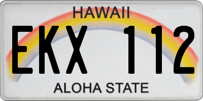 HI license plate EKX112