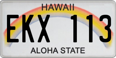 HI license plate EKX113