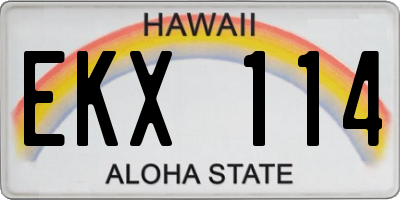 HI license plate EKX114