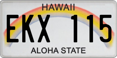 HI license plate EKX115