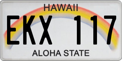 HI license plate EKX117