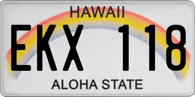 HI license plate EKX118