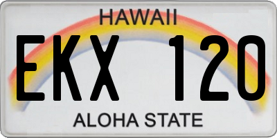 HI license plate EKX120