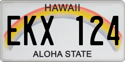 HI license plate EKX124