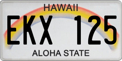 HI license plate EKX125