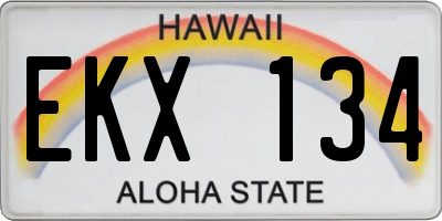 HI license plate EKX134