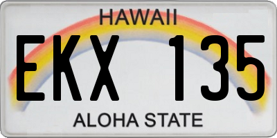 HI license plate EKX135