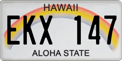 HI license plate EKX147