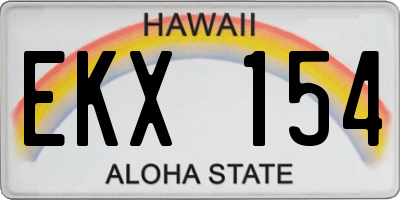 HI license plate EKX154
