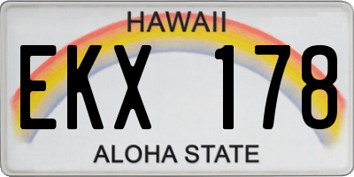 HI license plate EKX178