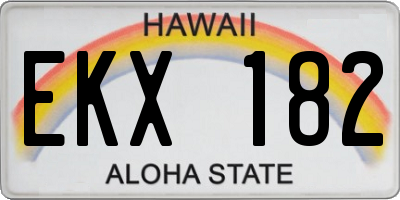 HI license plate EKX182