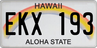 HI license plate EKX193