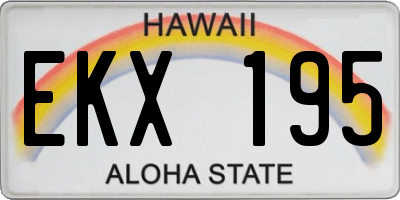 HI license plate EKX195