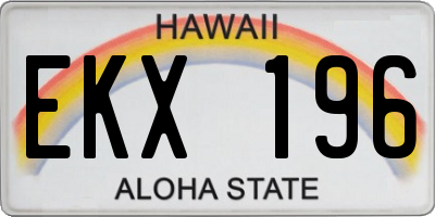 HI license plate EKX196