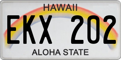 HI license plate EKX202