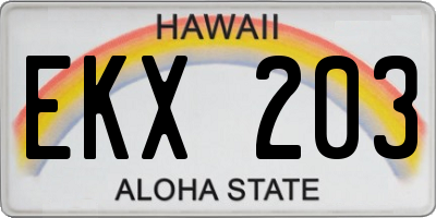 HI license plate EKX203