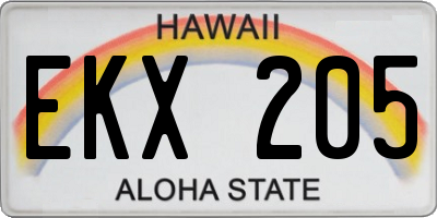 HI license plate EKX205