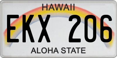 HI license plate EKX206